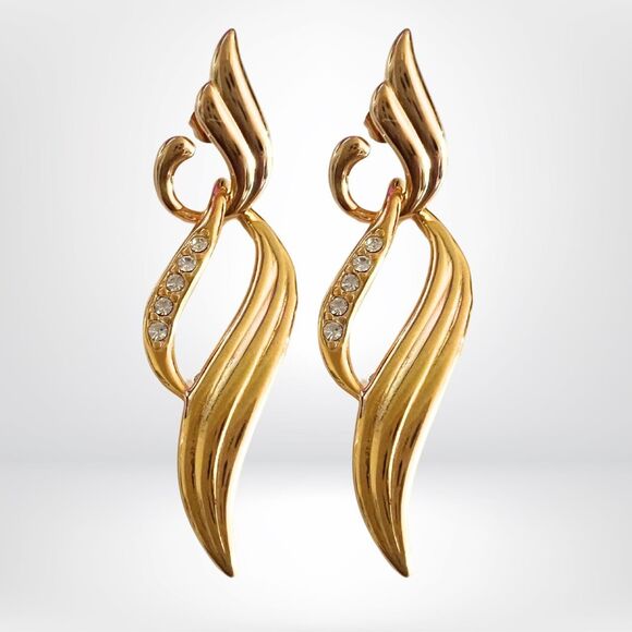 Avon Jewelry - Avon 1990 "Day into Evening" Swirl Design Stud and Dangle Earrings | NIB